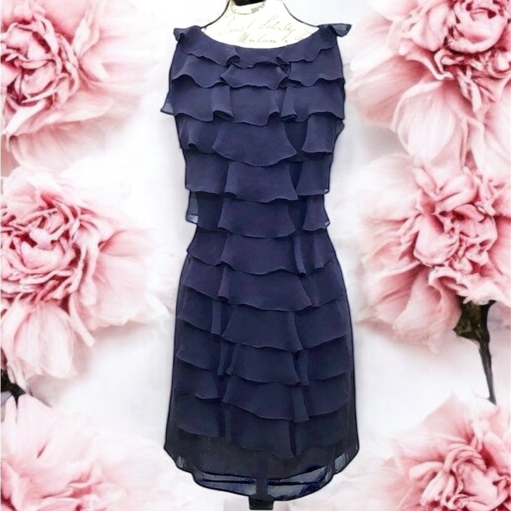 Adrianna Papell Purple Ruffle Cocktail Dress